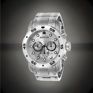 Invicta Pro Chronograph Diver Men's Watch  48MM Silver Stainless Steel Brand New